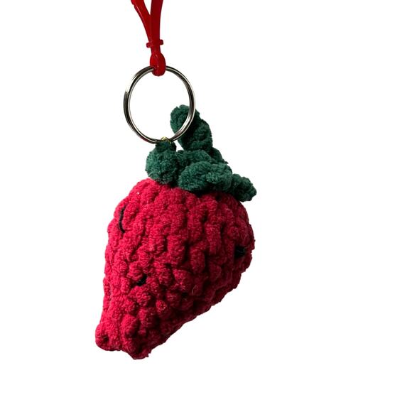 2/$15 Handmade‎ Crochet Strawberry Keychain Backpack Buddy - Picture 1 of 2